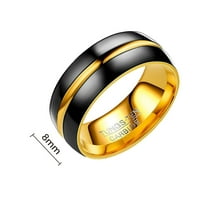 Mnjin Titanium čelični prsten modni crni i zlatni dvotonski prsten za bračni nakit crni 8
