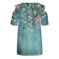 Zodggu Ponude tuničke majice za žene Labave casual modne dame bluza na vrhu kratkih rukava cvjetni suncokret