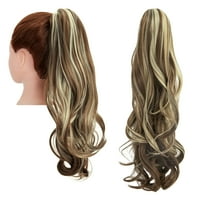 Curly Wafty Ponytail Extension Clip u Ponytail-u ekstenzije za kosu Sintetički poni rep za kosu za žene Brown Mi Bleach plavuša