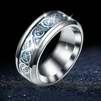 Prsteni titanijum čelični zmajski prsten sa srebrnim zlatnim zmajem od nehrđajućeg čelika