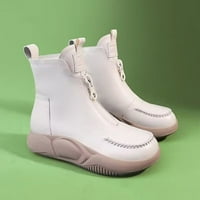Čizme za gležnjeve za žene Vintage Prednji patent zatvarača Kratke čizme Ležerne cipele za debele scene cipele bijele 38