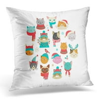 Kolekcija božićnih mačaka vesele ilustracije slatke s dodacima poput pletenih šešira Dukseri šalca jastučnice jastuk