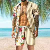Elneeya Fashion Sportswear muns Ljeto plaža Stil printa trenerka set kratkih rukava slobodno muško odijelo