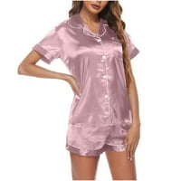 Pitauce svilene pidžame za žene s kratkim rukavima niz majicu i kratke hlače za spavanje meko saten