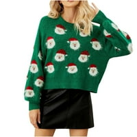 Simplmasygeni Clearence Trendi džemperi dugih rukava za žene plus veličine Ženski Božić Santa Claus