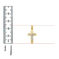 Zlato 14K dva tona Isusova Crucifi poprečno religiozan privjesak za ogrlicu ili lanac