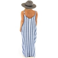 Sanviglor Women Ljeto plaže Sunkeress Spaghetti remenske haljine Striped Long Maxi haljine od pražnog