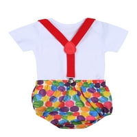 Canrulo Newborn Baby Boys Firets rođendanske odjeće kratki rukav Romačice BodySuit Shorts Genseman Tort