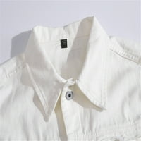 Muški novi modni traper prsluk casud kaubojska jakna u bluzi ramena, bijela, xxxl