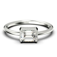 Minimalistički 1. karatni smaragdni rez dijamantski moissan zaručni prsten, vjenčani prsten u 10k čvrsto