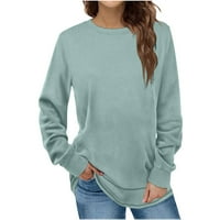Ženska majica s dugim rukavima Crewneck Solid Boja Jesen Tunic vrhovi Ležerni labavi fit osnovno bluza pulover