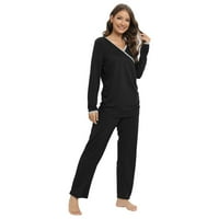 Ženska materinstva Nurcing Pajama Set dojenje domaća odjeća V izrez Trudnoća PJS set s-3xl