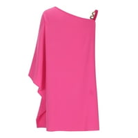 Haljine za žene plus veličine haljine seksi of-ramena jedan kaiš nagnut ramena čvrsta boja midi ružičasta 1x