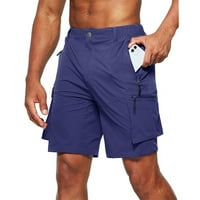 Muški teretni kratke hlače Lagane casual zip na otvorenom s više džepova Plavi XXL