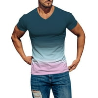 Muška opruga Ljetna casual Sports Usredni mekani gradijent čvrste boje Tanak kratki rukav V izrez majica