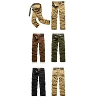 Muške hlače za čišćenje ispod $ Jioakfa muške vanjske trendovske ležerne prilike velike multi džepne alativne alate za montirajuće elastične planinarske pantalone Vojska zelena l