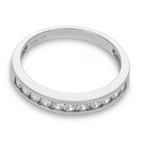 Ioka - 14K čvrsti bijeli zlatni Zlat CZ Ženski vjenčani prsten - veličina 9