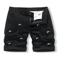 Voguele muškarci Dno dno Visoki struk Ljetne kratke hlače ptica Print Mini pantalone Kuće za odmor Casual Crna 32