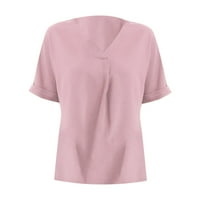 Modne majice za žene Šifon Solid Color Top Šifon V izrez Labavna modna Ležerna košulja s