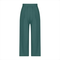 Capri pantalone za žene Loše široke pantalone za noge Ležerne prilike kaprisu hlače sa džepom zelenom