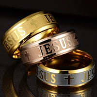 Sarkoyar Unise prsten Isus Cross Pighte ugravirani nehrđajući čelik Muškarci Žene Kršćanstvo Prsten