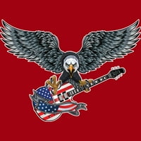 Guitar Eagle SAD zastava Patriotske ljubitelje gitare US Mens Cardinal Red Graphic Tee - Dizajn ljudi