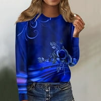 Exclusive Online ponuda Himaway Casual s kapuljačom Ženska casual moda cvjetni print dugih rukava O-izrez TOP bluza plava l