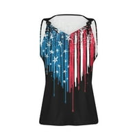 Ernkv ženske labave vrhove čišćenja američke zastave majice bez rukava na vratu Camisole Crnot casual
