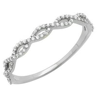 DazzlingRock Collection IGI certificirani okrugli bijeli dijamantni Diamond Infinity Crossover Swirl Wedding Band prsten za žene u 18k bijelo zlato, veličine 7.5