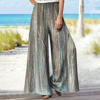 Hanas ženske posteljine plaže hlače modne sazivne hlače sa visokim strukom širokim pantalonama na pantalonu