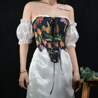 Ženske kaiševe za špagete Korzet Satin Square izrez Vintage Boned Bustier Korze za žene Korsetni gornji