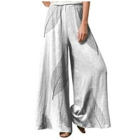 Žene Široke hlače za noge Ljeto tiskane hlače sa elastičnom strukom, crna 5xl
