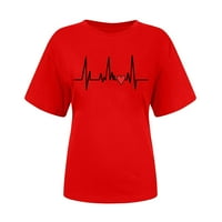Ljetne T majice za žene labave fit valentine Day Pokloni Ljubav Srce Štampano Ležerne o vratu Tees Slatke bluze