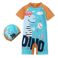 Toddler Boys Swim Set Dinosaur Print Crew Crt Kratki rukav Prepozivi Rash Guard Sportska odijela sa