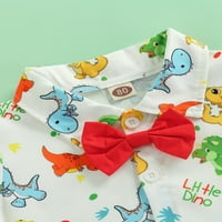 Franhais dječački dječaci setovi odjeće, Bowknot kravatni dekor crtani dinosaur Ispis majica kratke