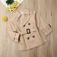 Canrulo Toddler Kids Baby Girls Trench kaput Zimska jakna Windbreaker odjeća odjeća Khaki 3- godine