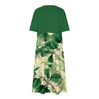 Ljetna haljina za ženska haljina Ženska haljina kratki rukav V-izrez Maxi duga noćna haljina hvala pokloni za žene zelene s