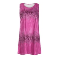 Ljetne haljine za žene, ženski ljetni cvjetni printirajući rukav bez rukava slim fiting a-line haljina