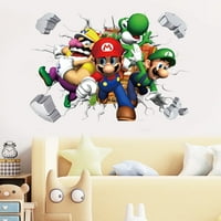 Super Mario zidni ukras crtani 3D slomljeni zidni igra zidne naljepnice Dječja spavaća soba dnevni boravak
