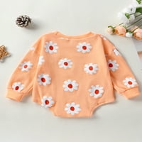 Sunost za bebe djevojke proljeće jesen casual romper dugih rukava Crewneck Daisy Ispis Playsiit odjeća