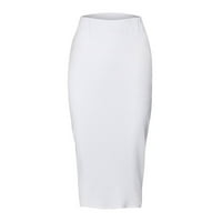 Duge suknje za žensko-visoko struk s visokim strukom Bodycon duga suknja tanka ravna suknja