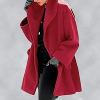 Floleo Clearance bavi zimskim kaputima za žene Žene ovratnik od runa od runa Elegantne mješavine kaputi dugi kaput gorske odjeće jakne