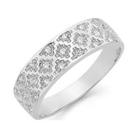 Čvrsti 14K bijeli zlatni prsten kubični cirkonijski cz ženski godišnjica vjenčana vend veličina 11.5