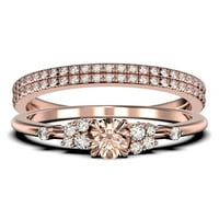 Minimalistički 1. karat za ručni morgatit i dijamantski movali zaručni prsten, vjenčani prsten u srebru s ružičastom pozlaćenjem Obel za osnivanje prstena, obljetni prsten, trio set, podudaranje
