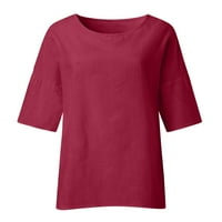 Solacol Womens Ljetni bluze Ženske ljetne bluze Žene Ljetni modni ženski Ljetni modni obrezirani rukavi