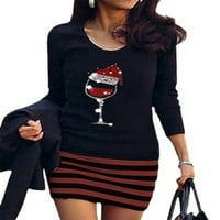 Glonme ženske majice Haljine Božićne kratke mini haljine posada vrata padaju labavi jednostavan vino