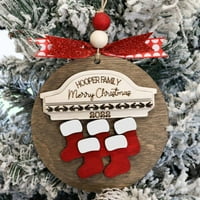 Okrugli bowknot dekor Lanyard Božićni ukras svečani poklon božićno stablo čarapa drveni privjesak za