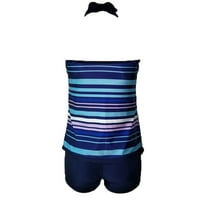 -eck otvorite dva print prugasta ženska leđa za letnje letnje kupaći kostimi Tankinis set