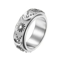 Pgeraug pokloni za žene Nanafast okretni prsten od nehrđajućeg čelika ublažava anksioznost prstena za sunčanje saveza za povezivanje zvjezdica za angažman prsten univerzalni prsten točka j