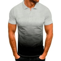 Softmallow Muški vrhovi Sportska majica Lapel 3D gradijentna majica kratkih rukava Muška odjeća Stretch plus veličina siva 5xl